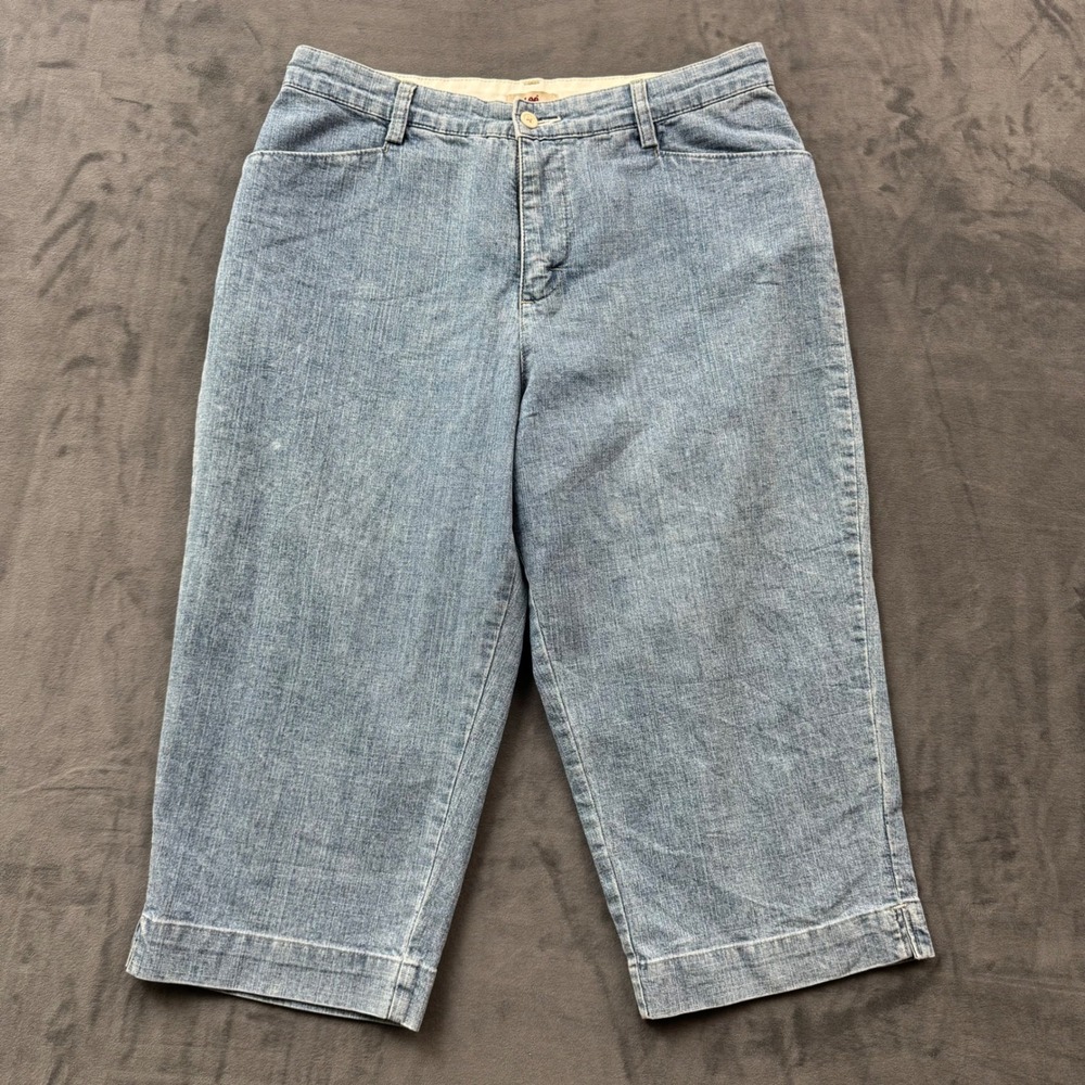 Lee Womens 12P Light Wash Denim Capri Pants Petite Cropped Jeans 498-204F
